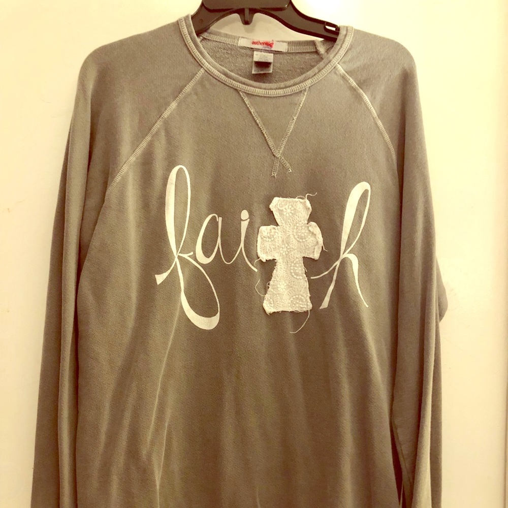 Gray FAITH Embroidered Sweatshirt